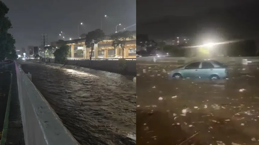 VIDEOS: Fuertes lluvias desbordaron quebradas, anegaron vías y tumbaron árboles en varias partes de Caracas