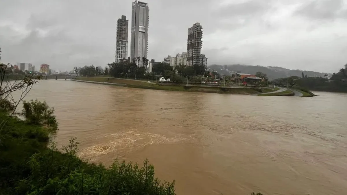 Rio Itajaí-Açu pode chegar a 9 metros e provocar enchente em Blumenau; Defesa Civil emite alerta máximo