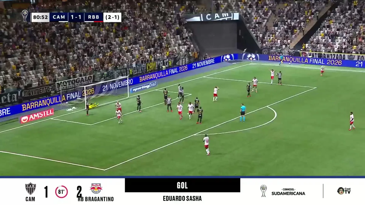 Lei do ex! Sasha volta a colocar o RB Bragantino em vantagem na Arena MRV; confira o lance