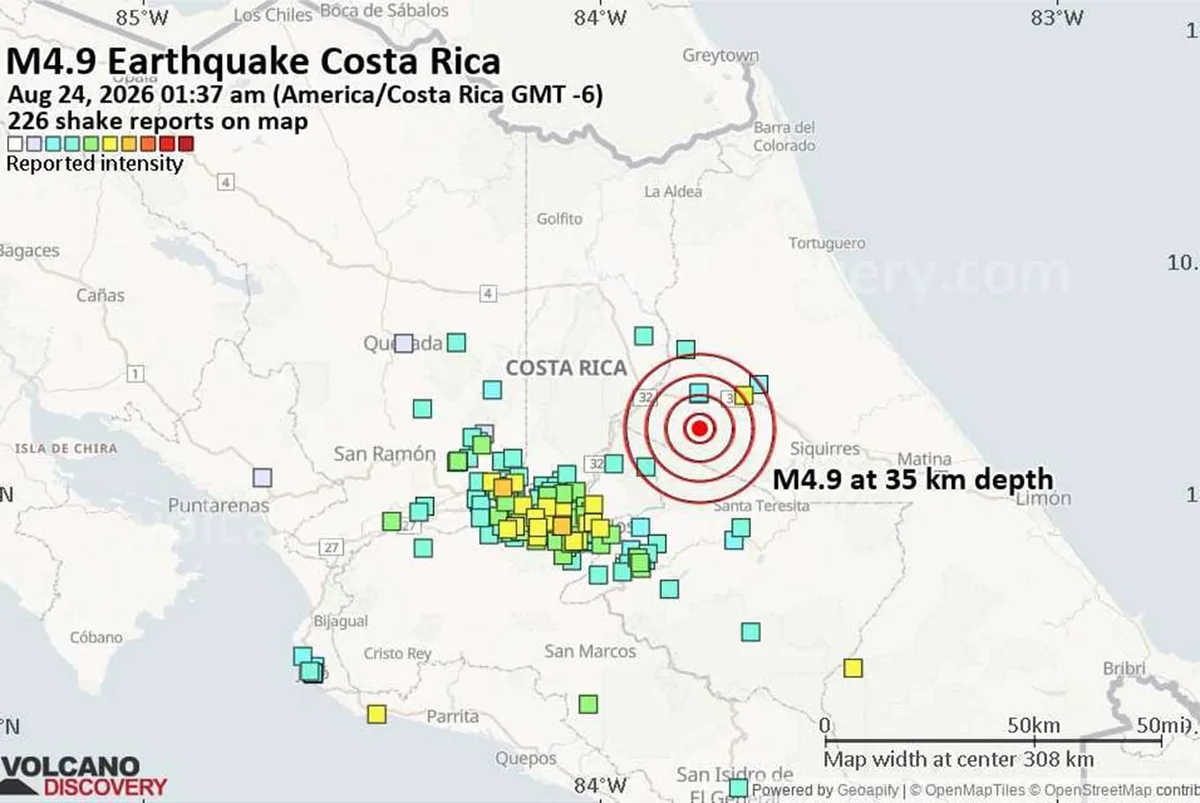 Dos fuertes terremotos afectaron a Costa Rica