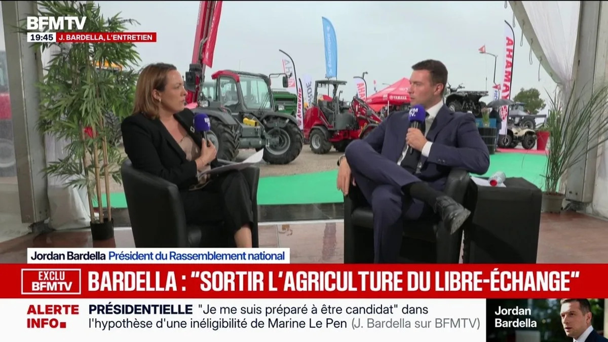 "Chaque année, on a droit à un plan de soutien à l'agriculture, censé régler le malaise dans le monde rural", déclare Jordan Bardella, président du RN