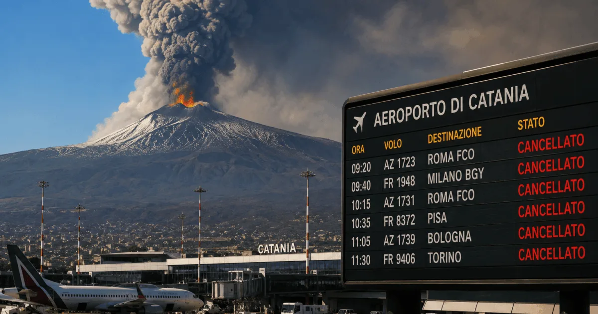 Fechamento do Aeroporto de Catânia é prorrogado por erupção do Etna
