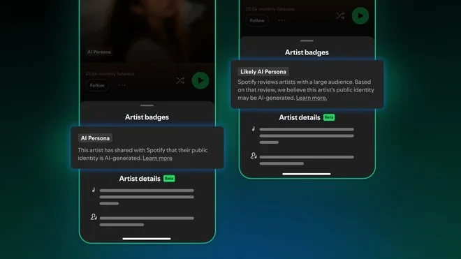 Xô, IA: Spotify bloqueia recomendações de artistas sintéticos e cria novo marcador visual