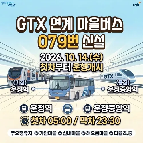 파주시, GTX 연계 마을버스 노선 신설…하루 36회 운행