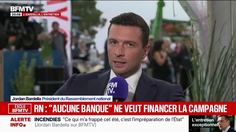 Présidentielle 2027: "Aucune banque française" ne veut financer la campagne, déclare Jordan Bardella, président du RN