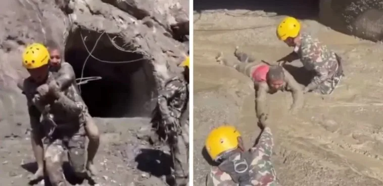 Nepal rescata de un túnel hidroeléctrico a varios supervivientes de la riada