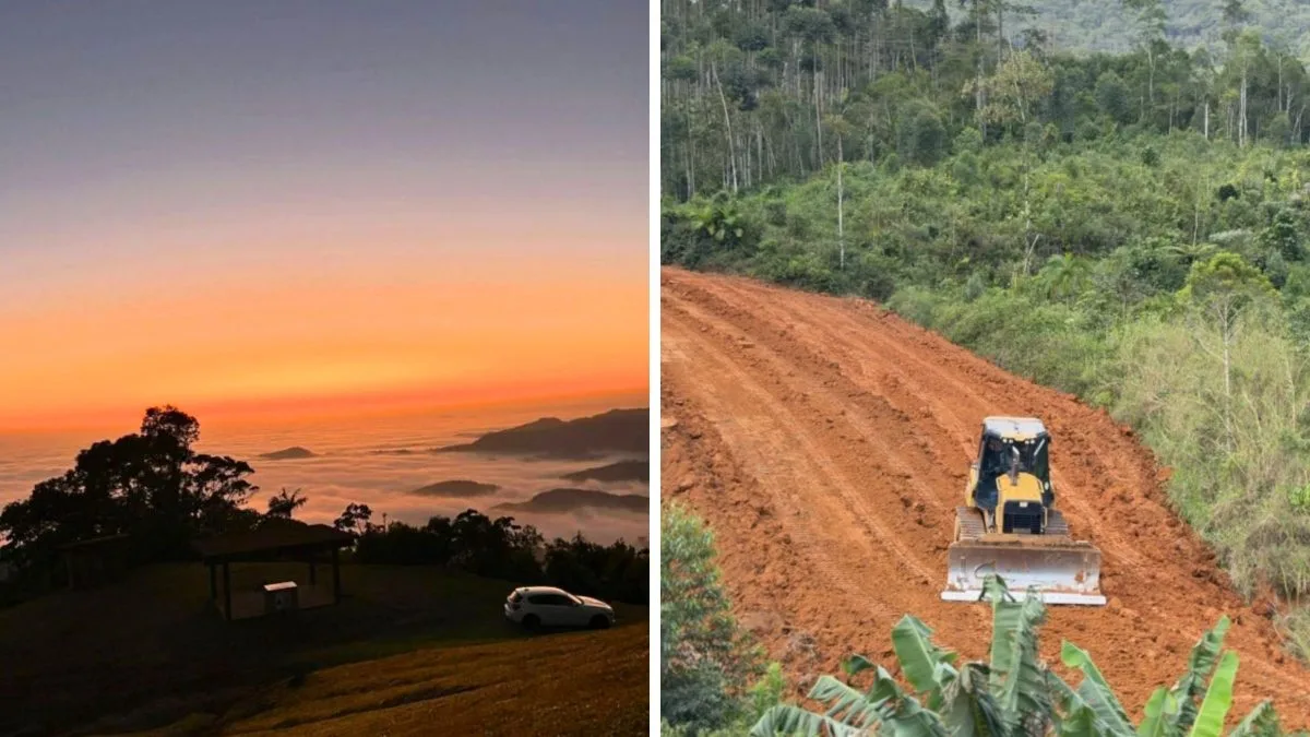 Acesso a morro famoso pelo ‘mar de nuvens’ em SC tem obra de quase R$ 1 milhão suspensa com menos de 5% dos serviços concluídos; entenda