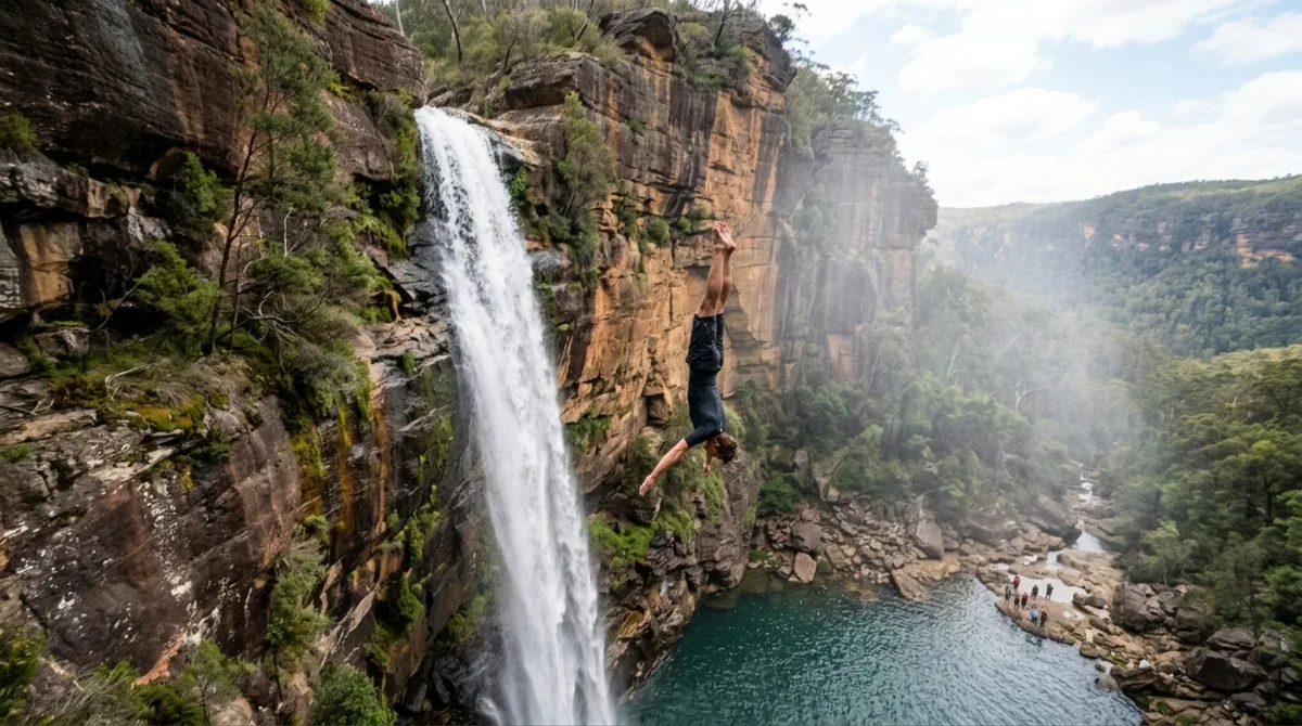 Australiano Vali Graham sobrevive a queda brutal de 42,5 metros após tentar quebrar o recorde mundial de “Death Dive”