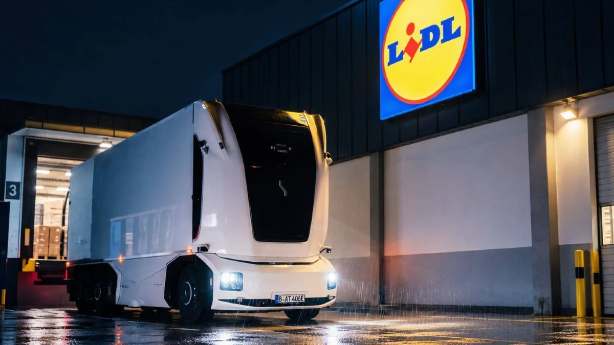 Lidl empieza a utilizar un camión autónomo sin conductor e impulsado por IA con capacidad para 15 europalés
