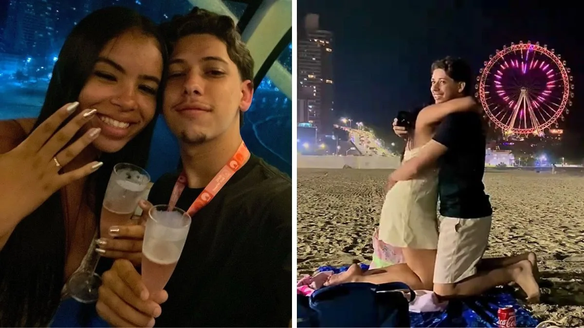 Pedido de casamento ilumina a maior roda-gigante da América Latina em SC e surpresa romântica na areia viraliza nas redes