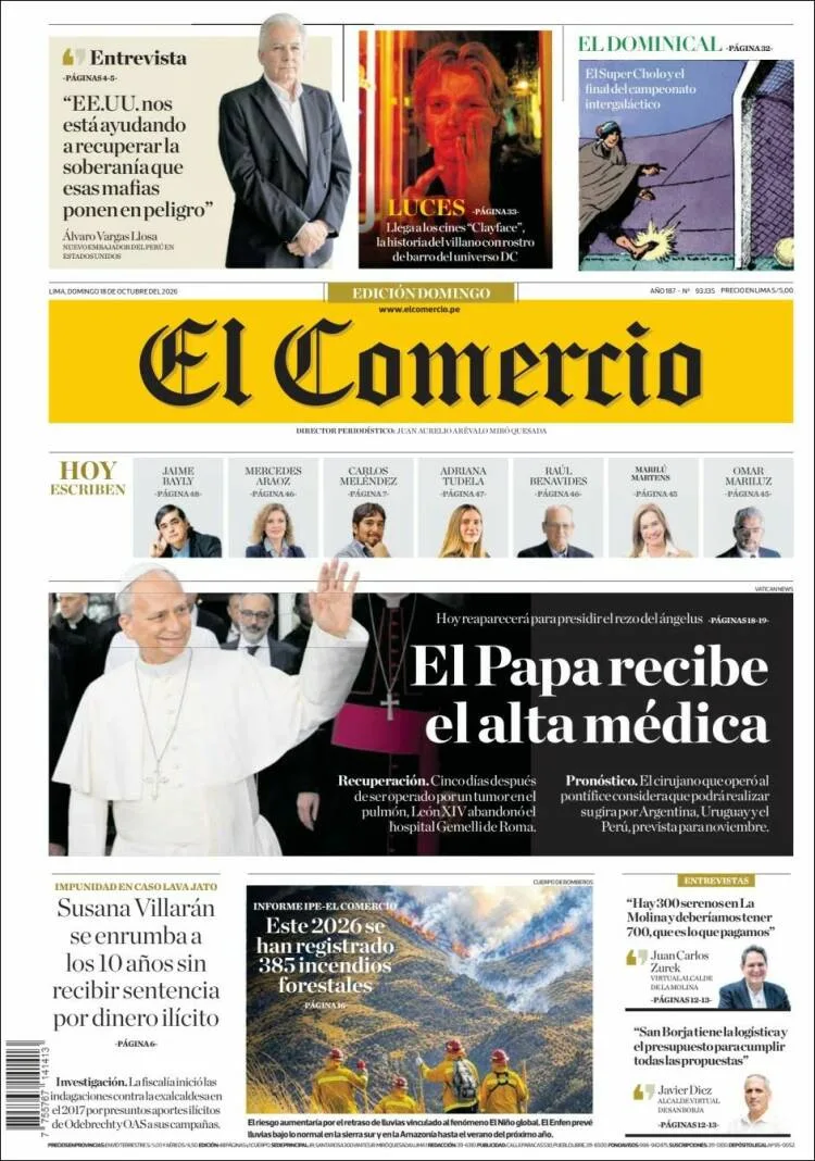 Portadas latinoamericanas de este 18 de octubre de 2026