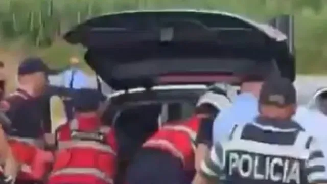 O momento em que o suspeito da morte de português na Albânia é detido