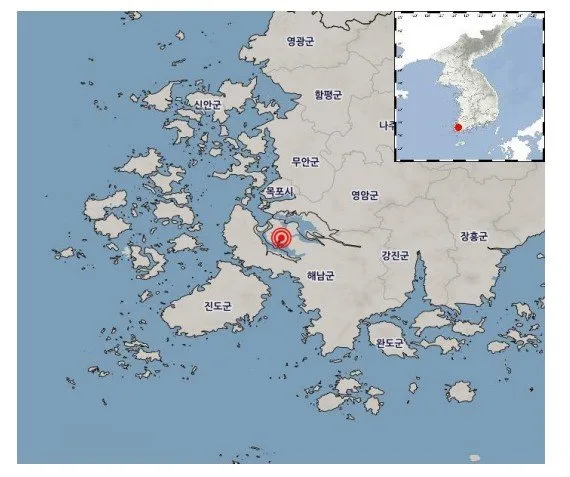 전남 해남 서북서쪽 20㎞서 규모 2.4 지진…“피해 없을 것”