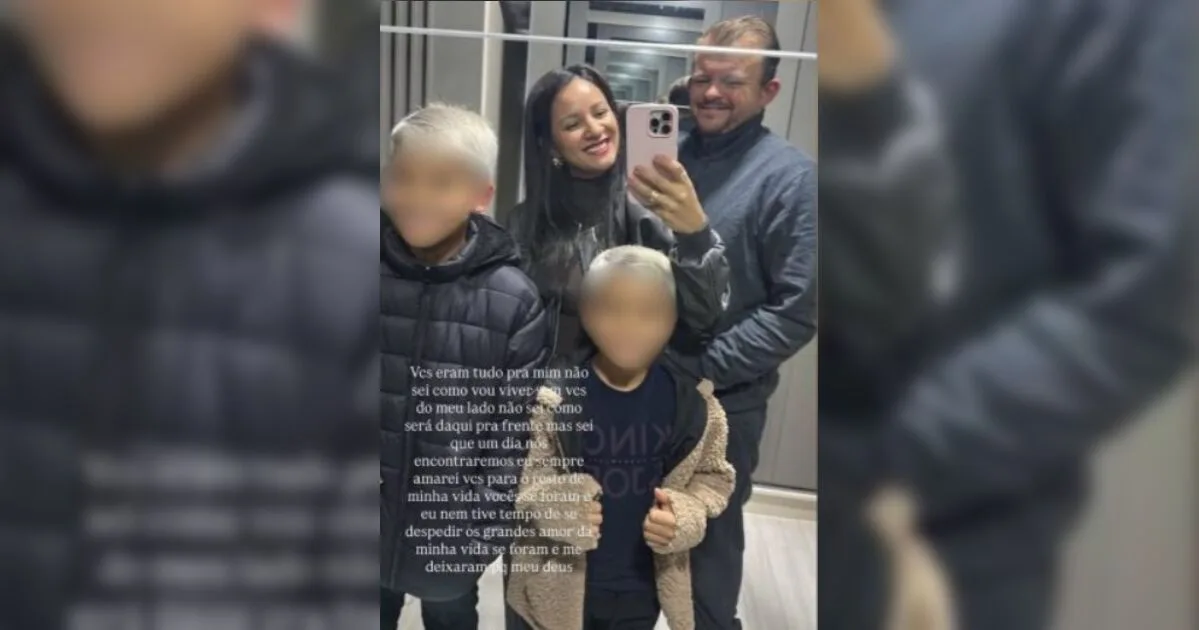 Mãe se despede do marido e dos dois filhos mortos após grave acidente em SC