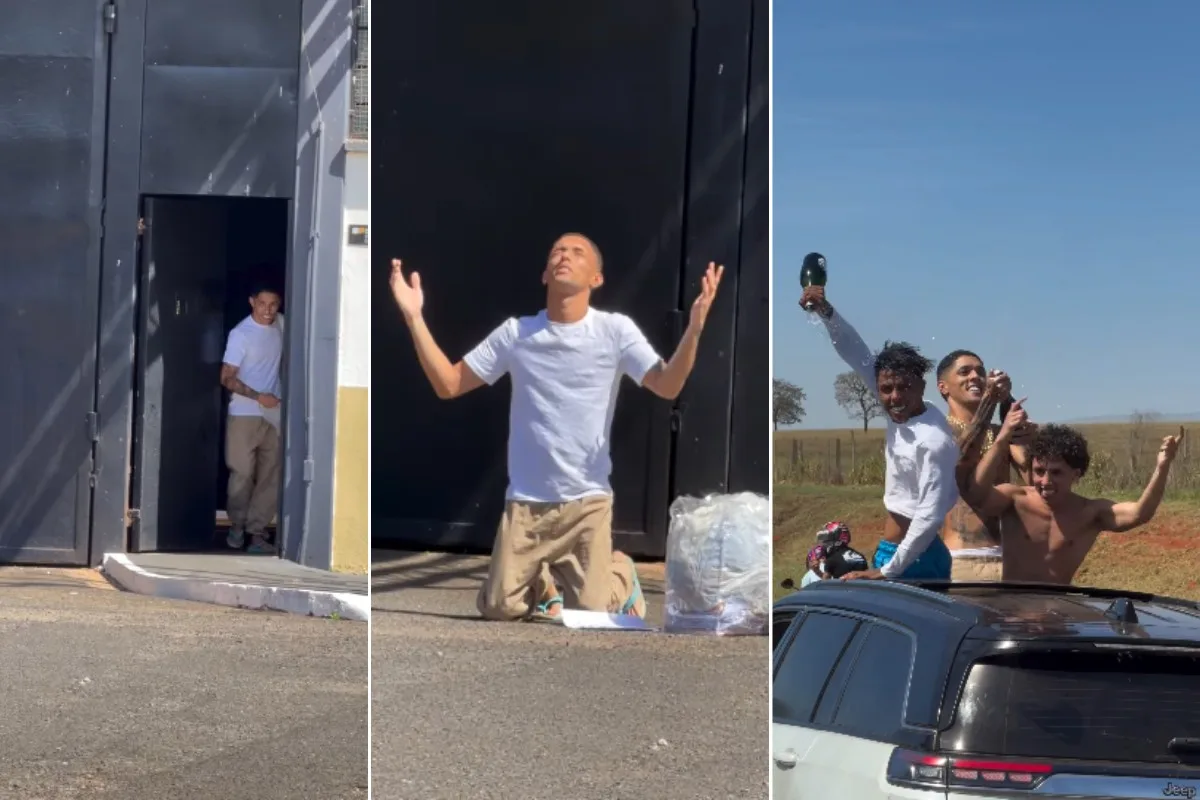 VÍDEO: Buzeira é aplaudido por fãs e se ajoelha para agradecer saída de presídio no interior de SP