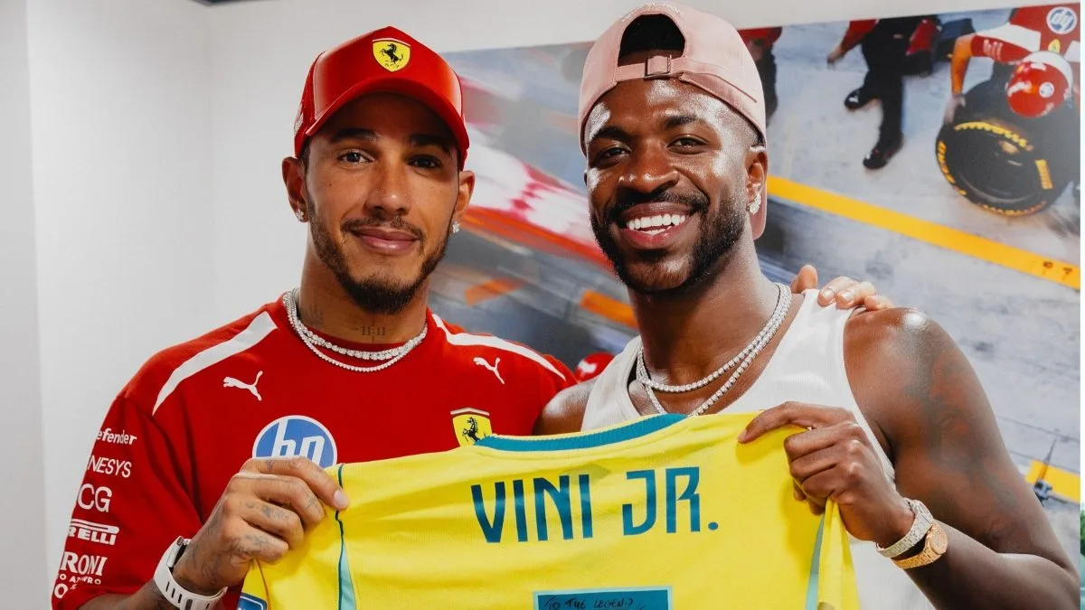 ‘É decepcionante’: Hamilton ganha apoio de Vini Jr. em desabafo sobre o GP da Espanha