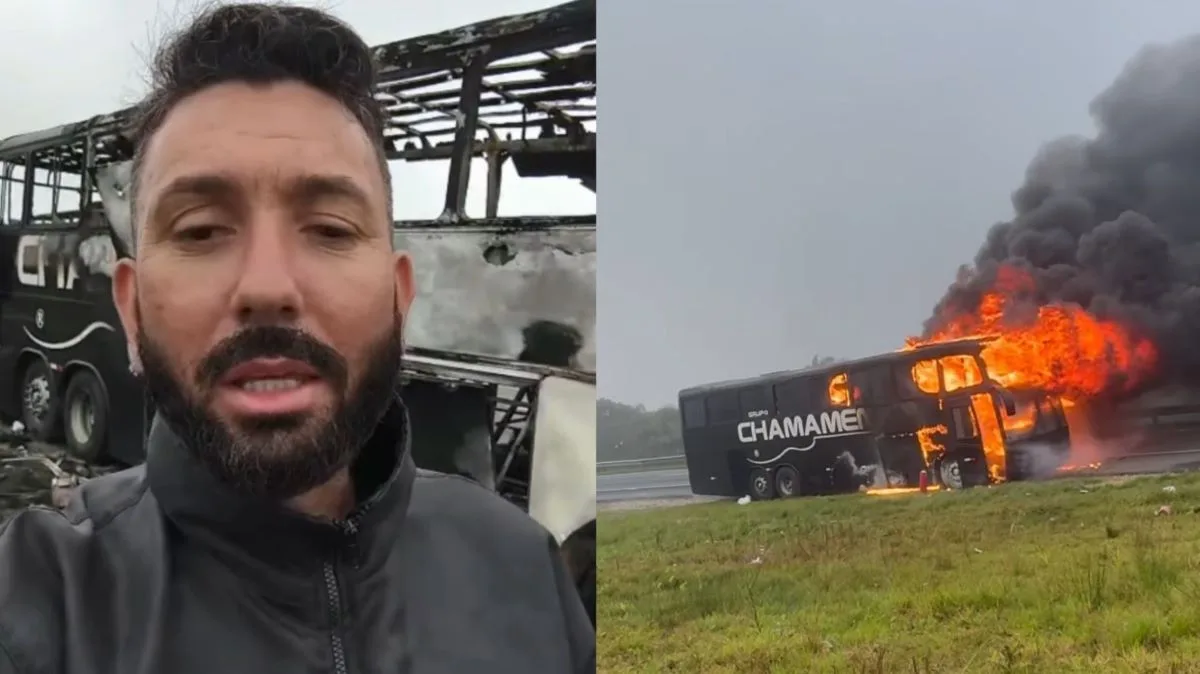 Ônibus de banda do RS é destruído por incêndio com integrantes dormindo: "Só deu tempo de ver o fogo"
