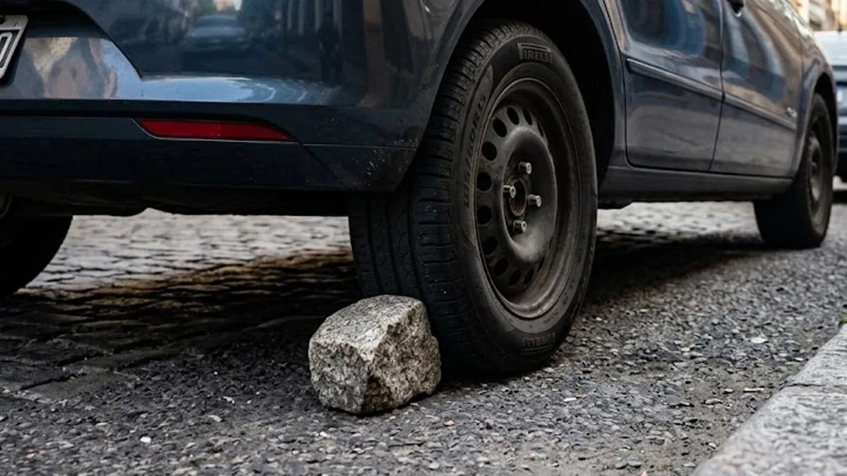 Qué significa encontrar una piedra detrás de una rueda del auto