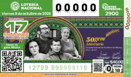 Sorteo Superior 2900: Resultados viernes 9 de octubre del 2026 de la Lotería Nacional