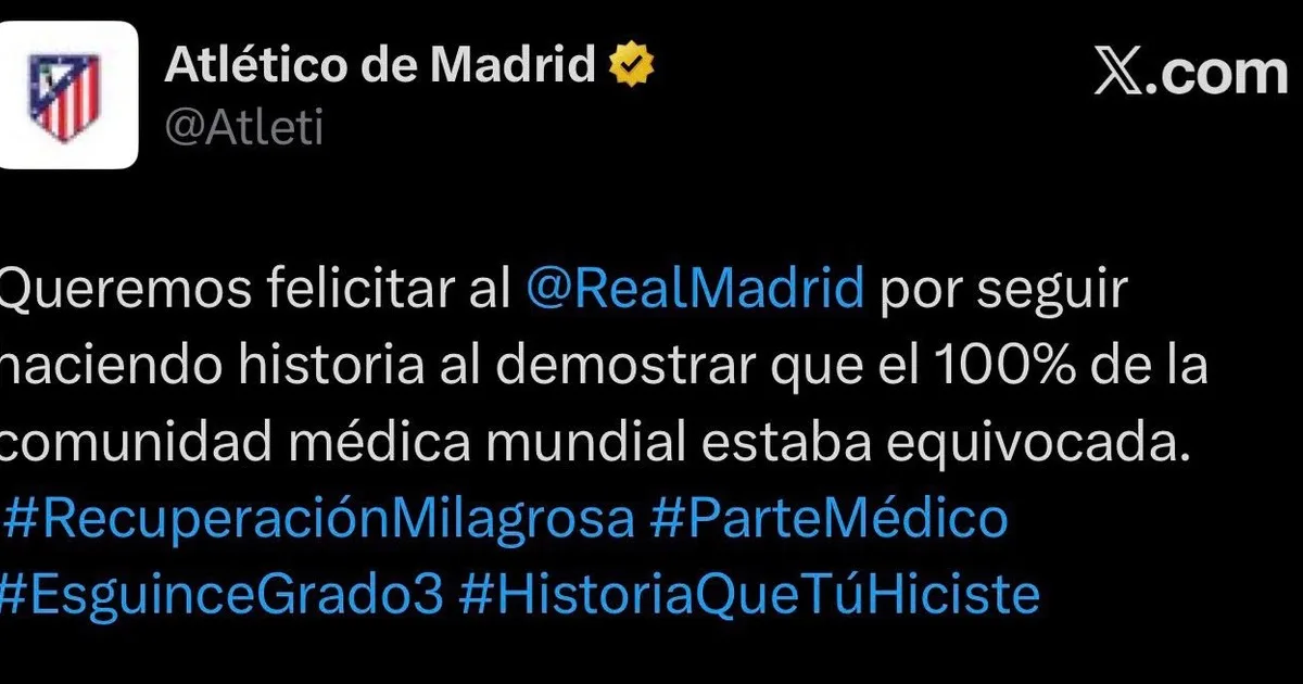 El posteo irónico del Atlético apuntando al Real Madrid por la vuelta de Valverde: "Queremos felicitar..."