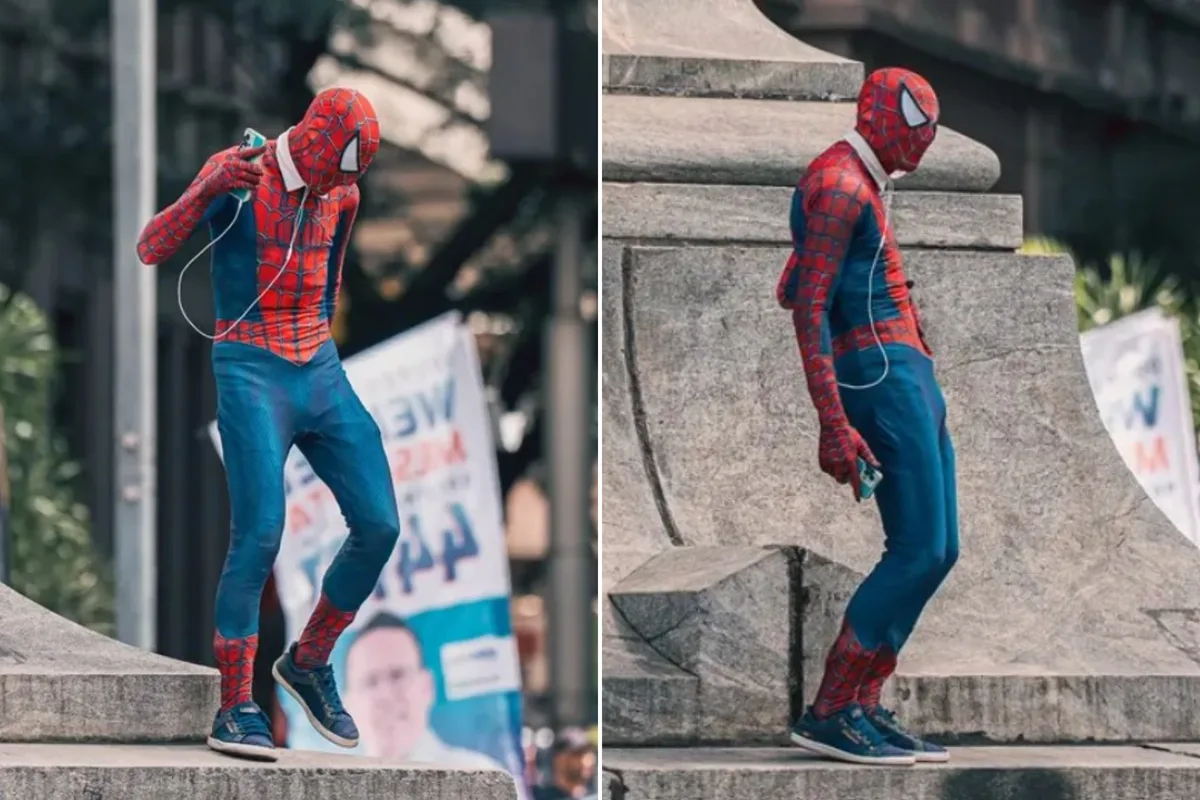 Homem-Aranha de BH faz apelo após viralizar: “Preciso de emprego”
