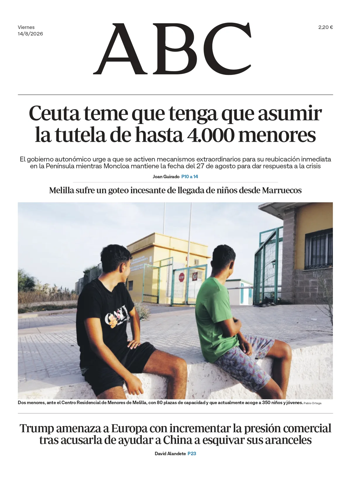 Portadas de la prensa internacional de este viernes 14 de agosto de 2026