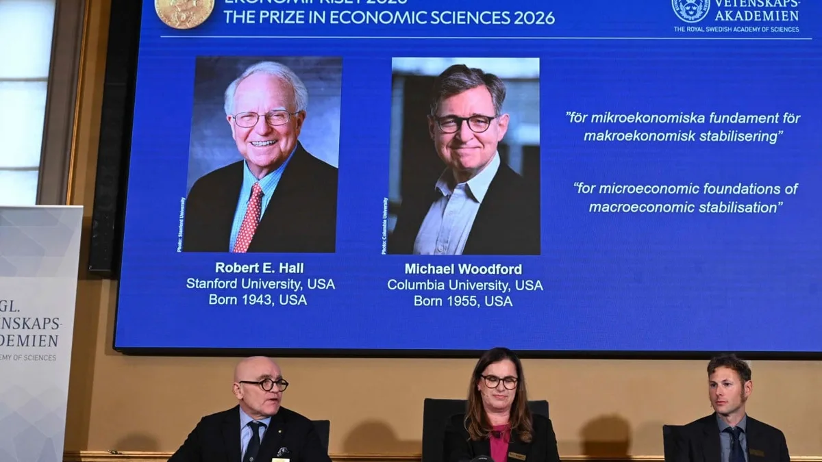 ⁠US economists Robert ⁠Hall, Michael Woodford win 2026 Nobel economics prize