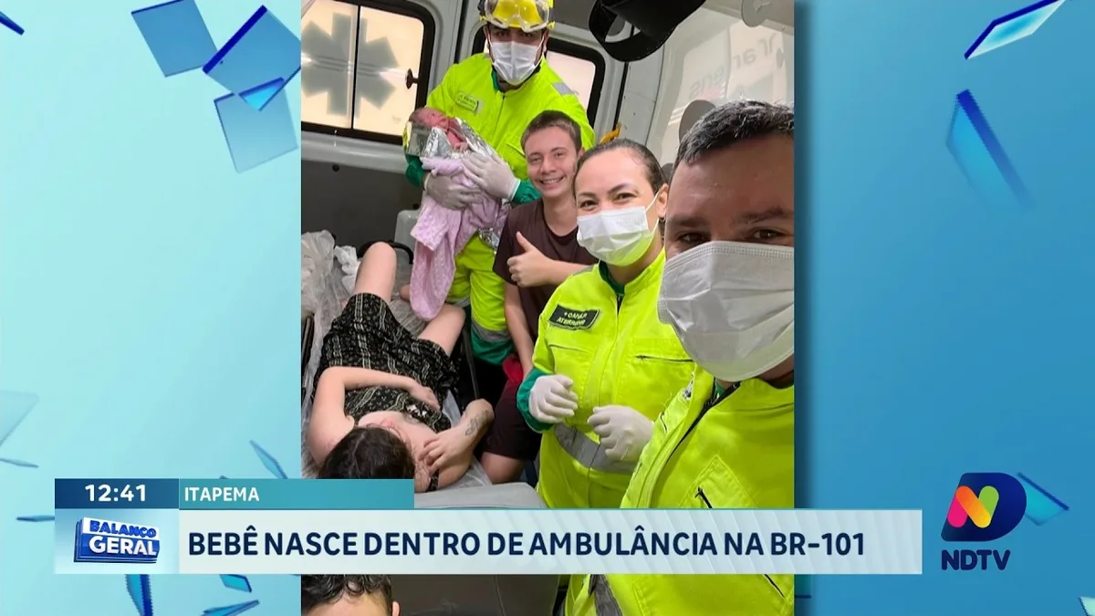 Bebê nasce dentro de ambulância durante atendimento na BR-101 em Itapema