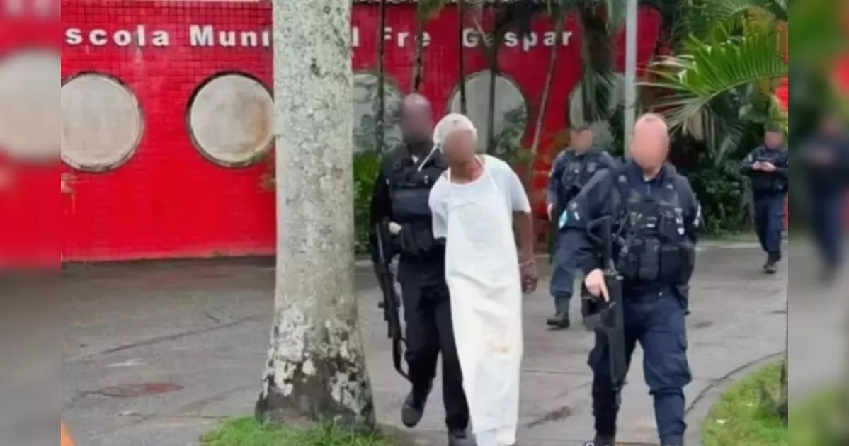 Criminoso é preso disfarçado de merendeiro de escola tentando fugir da polícia