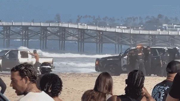 Suspected DUI driver leads cops on wild chase before dramatic takedown on popular California beach