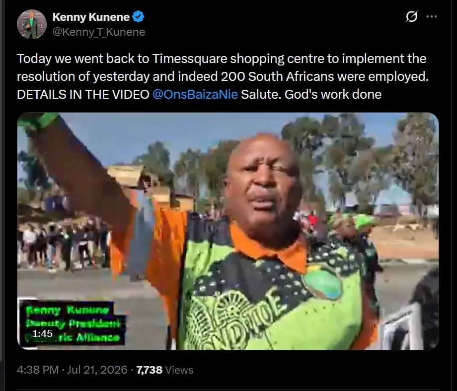 Mall owner seeks to interdict Kenny Kunene over anti-migrant ‘disruption’