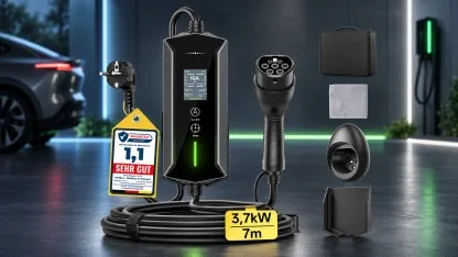 Anzeige: Mobile Wallbox mit 3,7 kW, 7-Meter-Kabel und Display für unter 110 Euro