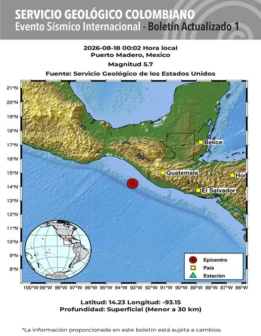 Fuerte sismo de 5,7 sorprendió a México la madrugada de este 18 de agosto