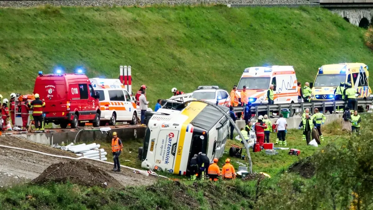 Police say 5 dead, 40 injured in tour bus crash in Switzerland