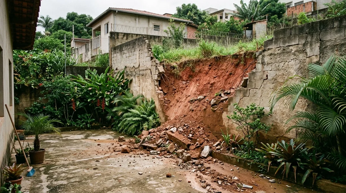 Proprietário compra casa com quintal em dois níveis, derruba um muro para nivelar o terreno e descobre que ele segurava parte do solo do vizinho