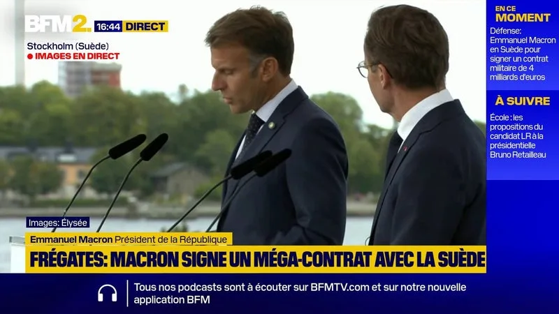 "Un acte de confiance politique": Emmanuel Macron salue une étape "historique" avec la Suède après l'achat de frégates