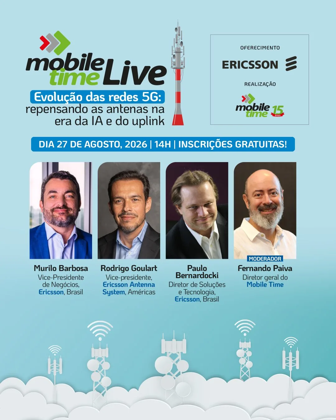Ericsson e Mobile Time realizam live sobre o papel das antenas na evolução das redes móveis