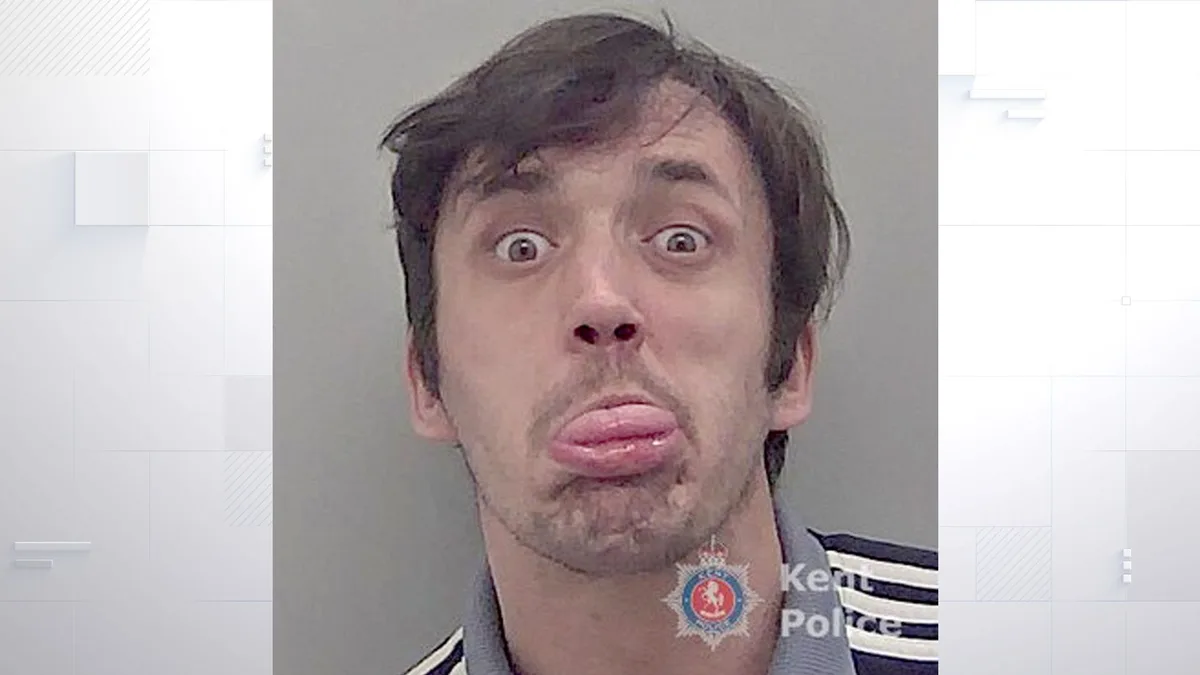 Thug pictured sticking his tongue out jailed for brutal strangle attack on woman