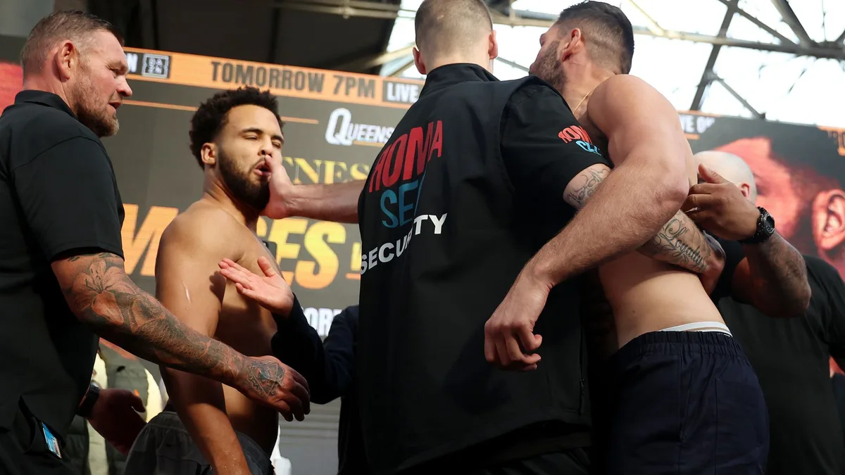 Itauma slapped after pushing Hrgovic off stage at fiery weigh-in