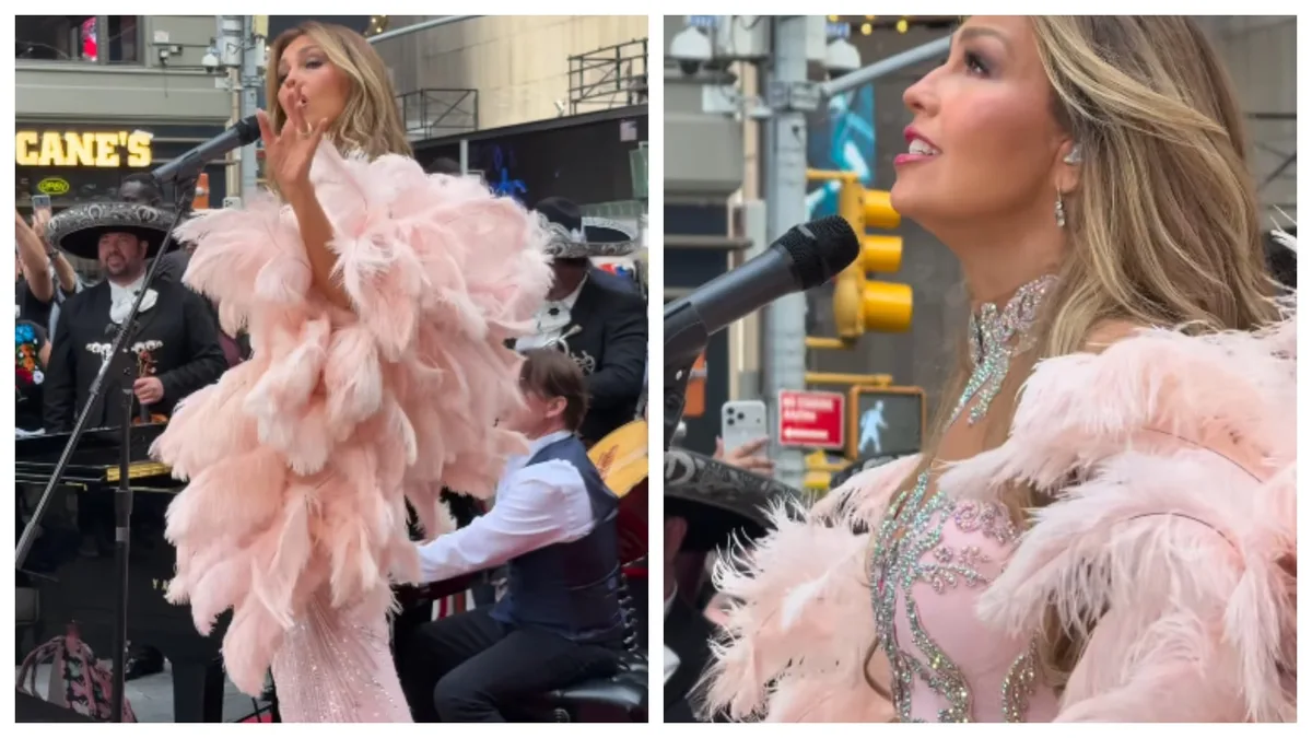 Acusan a Thalía de destruir clásico de Juan Gabriel al hacerlo bachata y cantarlo en Times Square con mariachi