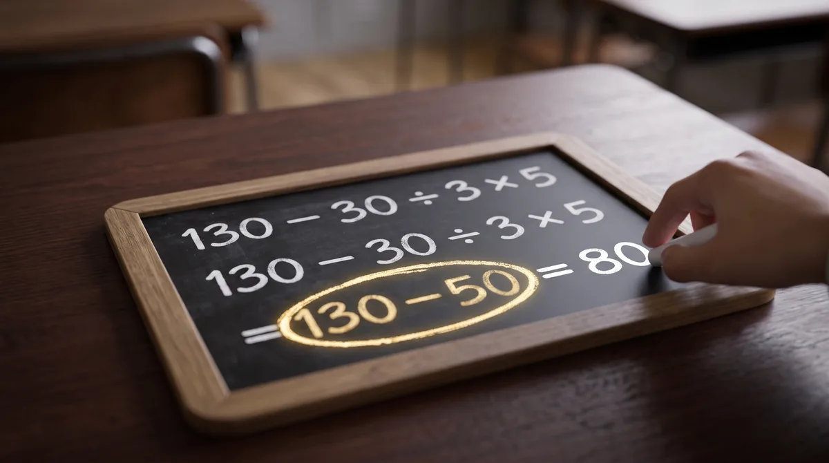 Parece brincadeira de criança, mas essa expressão esconde uma armadilha que derruba adultos: 130 – 30 ÷ 3 × 5
