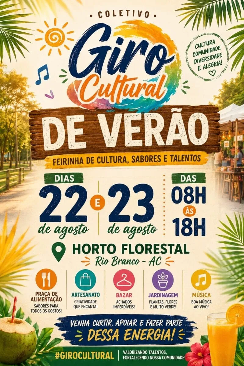 Horto Florestal recebe Giro Cultural de Verão com música, gastronomia e artesanato
