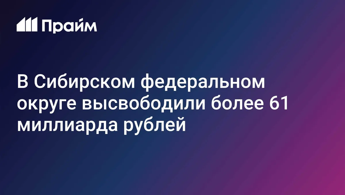 В Сибирском федеральном округе высвободили более 61 миллиарда рублей