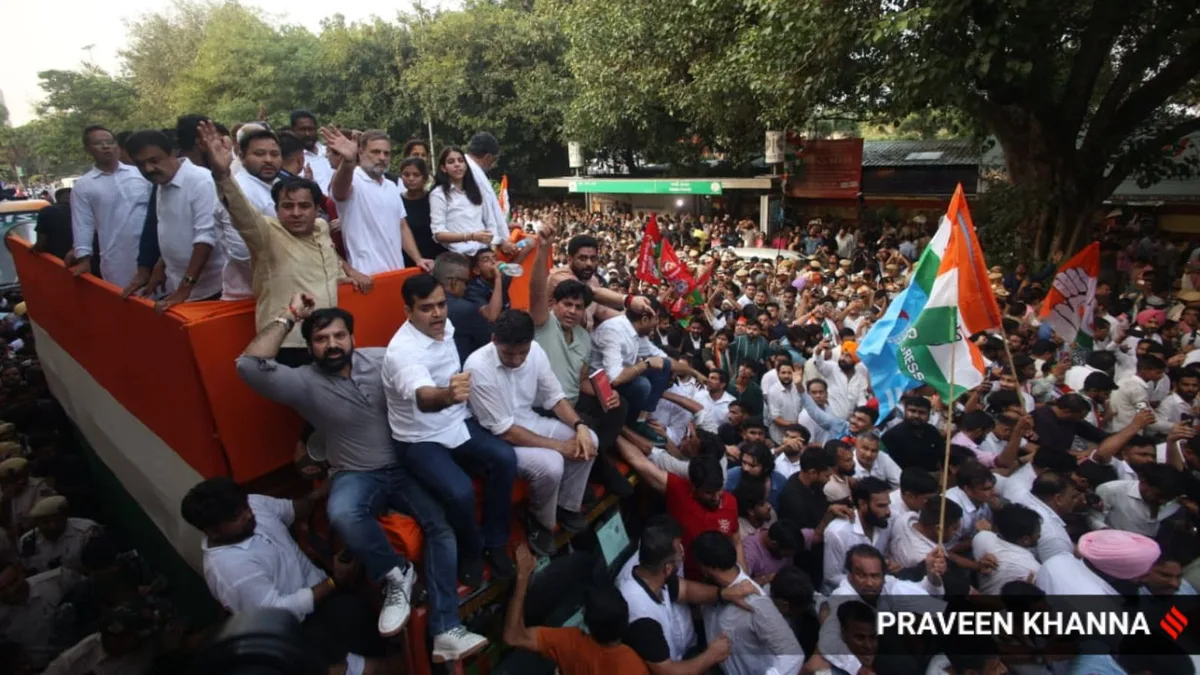 All one protest, says Rahul Gandhi as INDIA bloc leaders march to Supreme Court