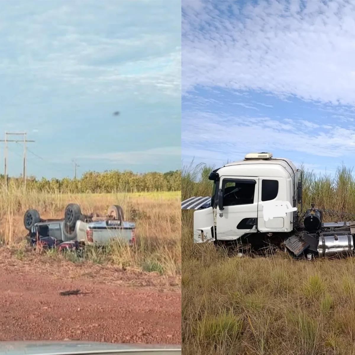 Motorista fica ferido em acidente entre carreta e caminhonete na BR-401