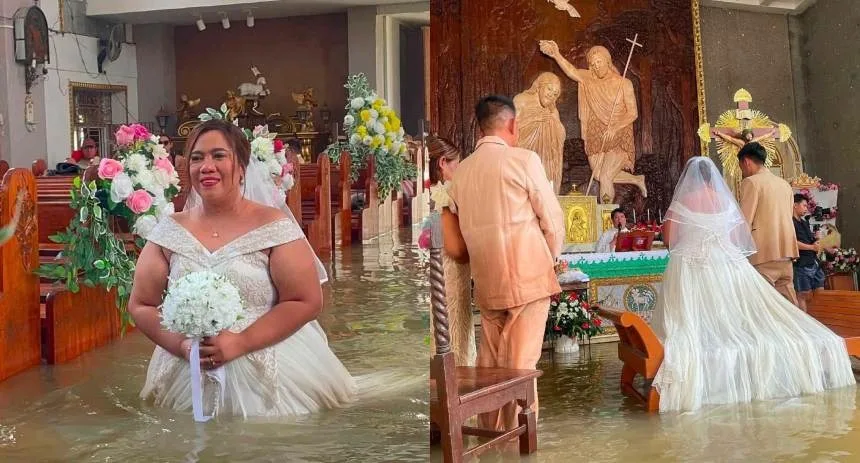 Una boda contra todo pronóstico: Novios desafiaron una inundación en Filipinas y se vuelven virales