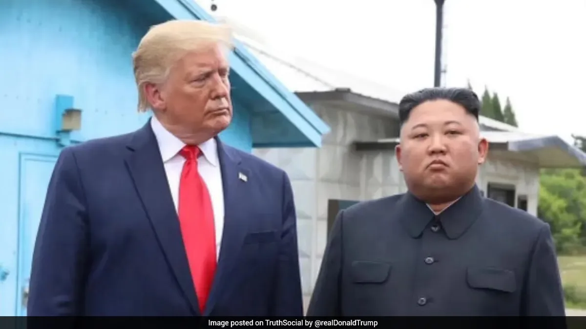 "We Get Along Great": Trump Shares Old "Unfriendly Look" Pic With Kim Jong Un