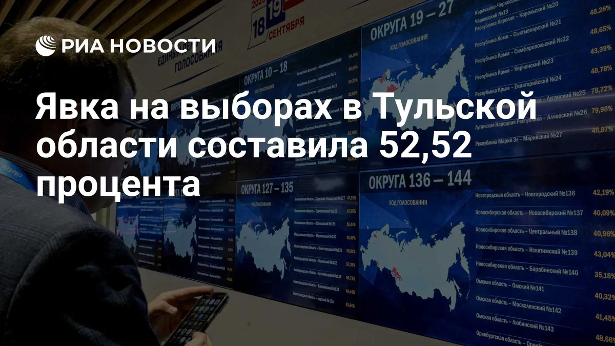 Явка на выборах в Тульской области составила 52,52 процента