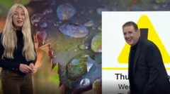 Peter Kay gatecrashes BBC weather report