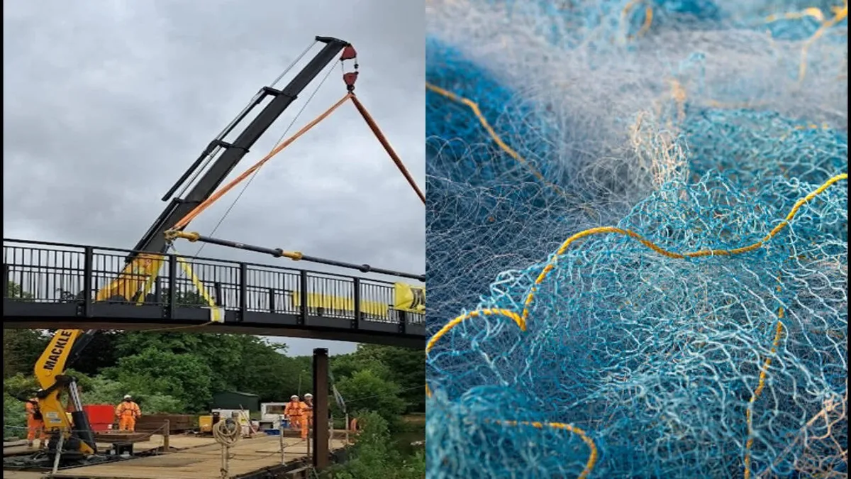 England turns old fishing nets into a 16-metre, low-carbon footbridge
